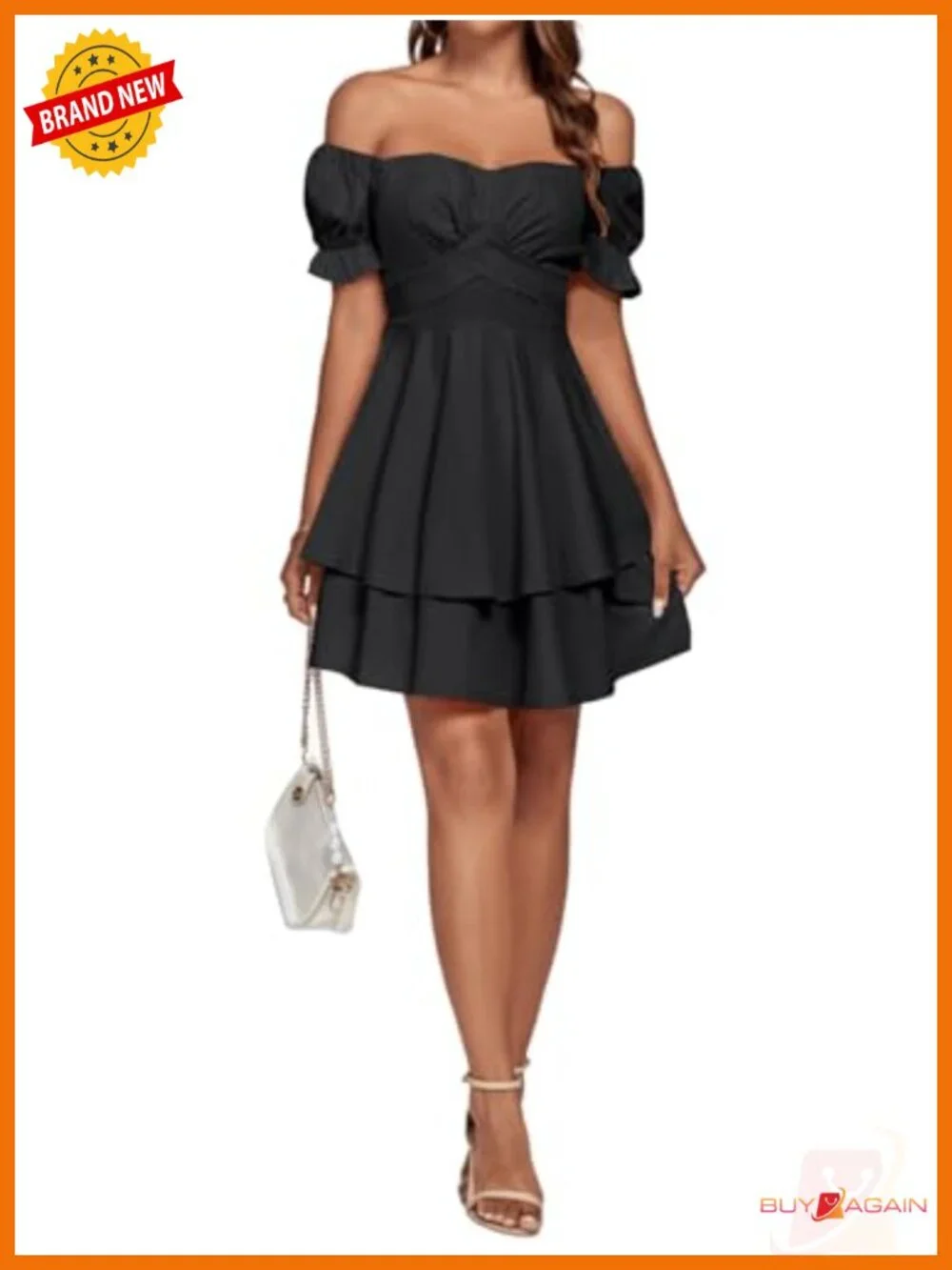 Off Shoulder Ruffle Hem Mini Dress Ruched Bust Wrap Casual